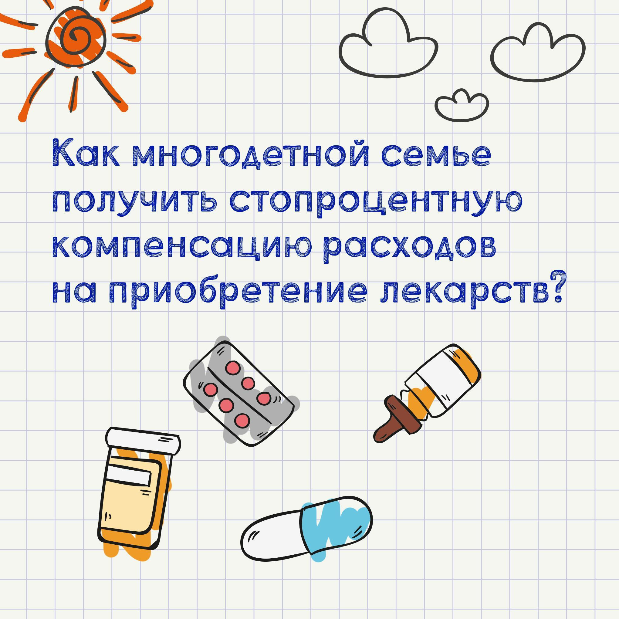 Предоставление компенсации расходов на приобретение лекарств на детей из многодетных семей в возрасте до 6 лет